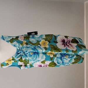 Jones New York Blue Hibiscus Dress Size 14